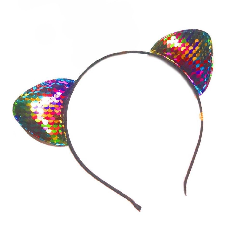 Diona J Bling Sparkle Cat Multi-Color Ear Headband Hairband Halloween Party